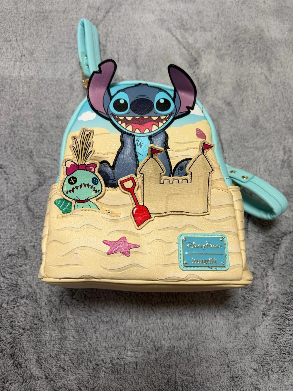 NWT Loungefly Stitch Sandcastle Mini Backpack in Blue and Cream